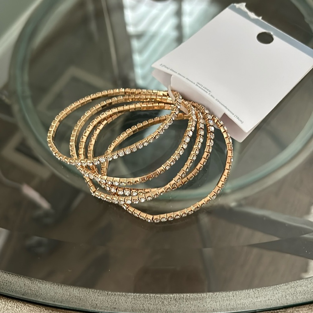 5 glass stone stretch bracelets